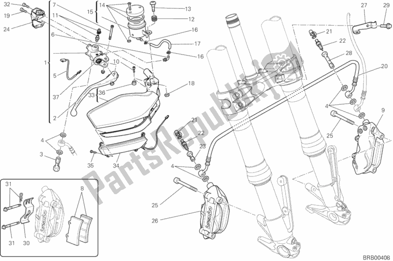 Toutes les pièces pour le Système De Freinage Avant du Ducati Multistrada 1200 ABS USA 2013